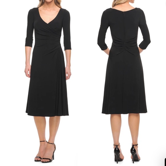 LA FEMME 30069
Size 20 
Black Dress faux wrap bodice - Picture 9 of 12